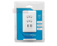 Tomada De Parede Dupla 10A C/ Espelho Branco 4x2 e 2 Portas Usb 3A